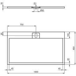 Ideal Standard Ultra Flat S i.life Jet Black Rectangular Anti-Slip Stone Resin Shower Tray - 5 Sizes