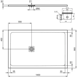Ideal Standard Ultra Flat S+ Jet Black Rectangular Anti-Slip Stone Resin Shower Tray - 7 Sizes
