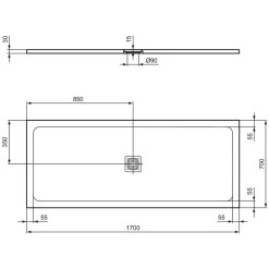 Ideal Standard Ultra Flat S+ Jet Black Rectangular Anti-Slip Stone Resin Shower Tray - 7 Sizes