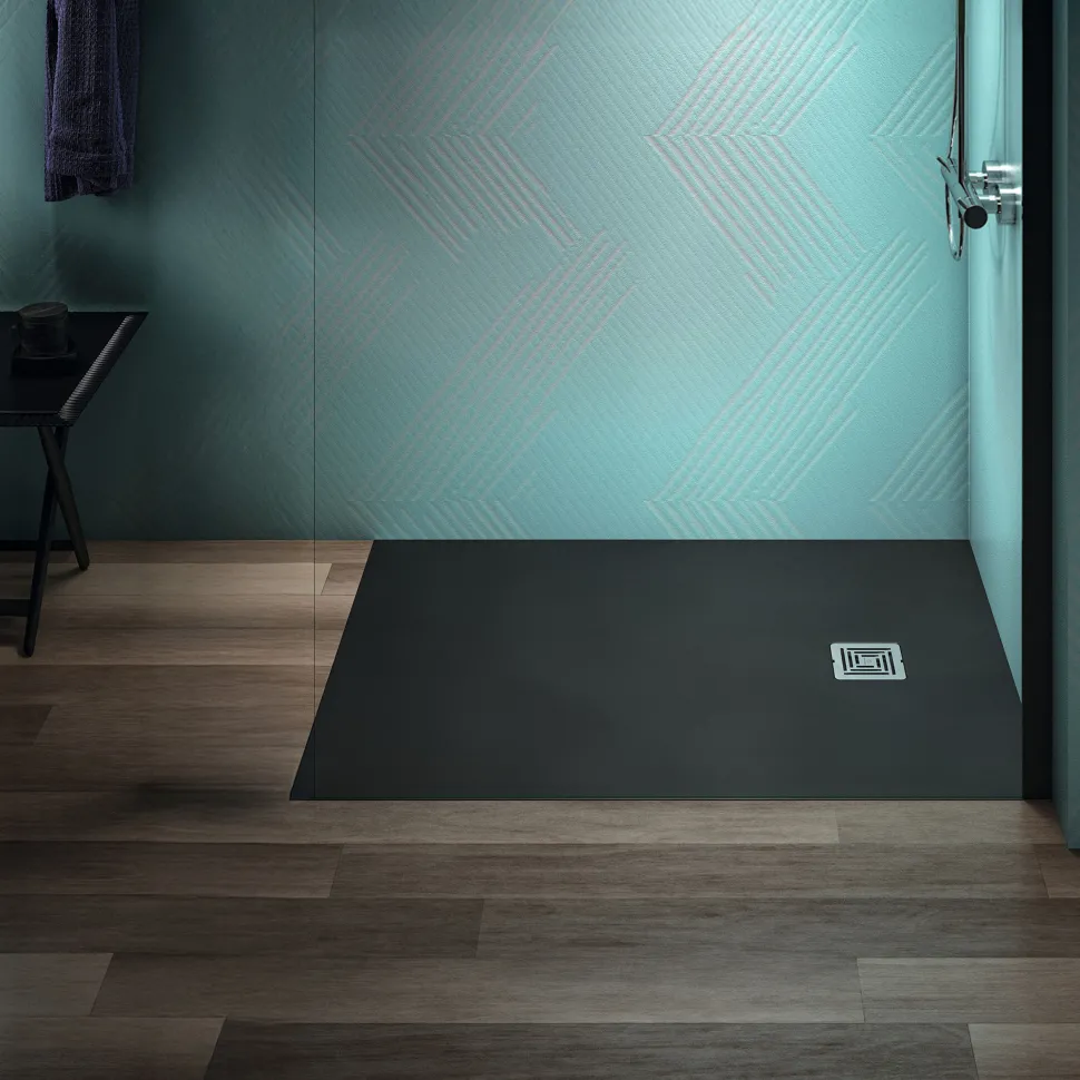 Ideal Standard Ultra Flat S+ Jet Black Rectangular Anti-Slip Stone Resin Shower Tray - 7 Sizes