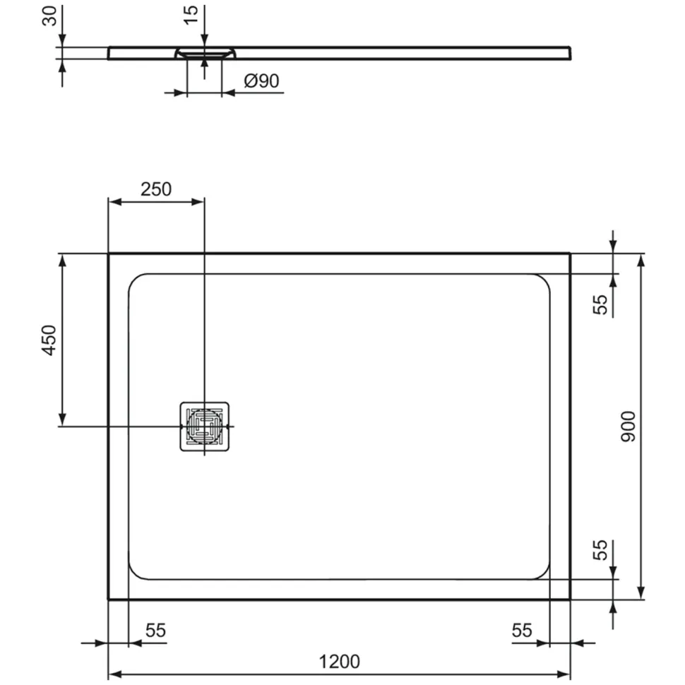 Ideal Standard Ultra Flat S+ Pure White Rectangular Anti-Slip Stone Resin Shower Tray - 7 Sizes