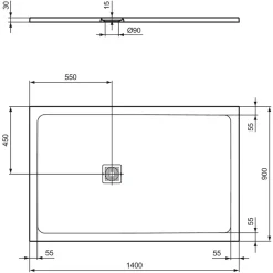 Ideal Standard Ultra Flat S+ Pure White Rectangular Anti-Slip Stone Resin Shower Tray - 7 Sizes