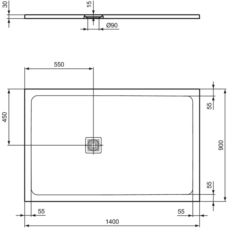 Ideal Standard Ultra Flat S+ Pure White Rectangular Anti-Slip Stone Resin Shower Tray - 7 Sizes
