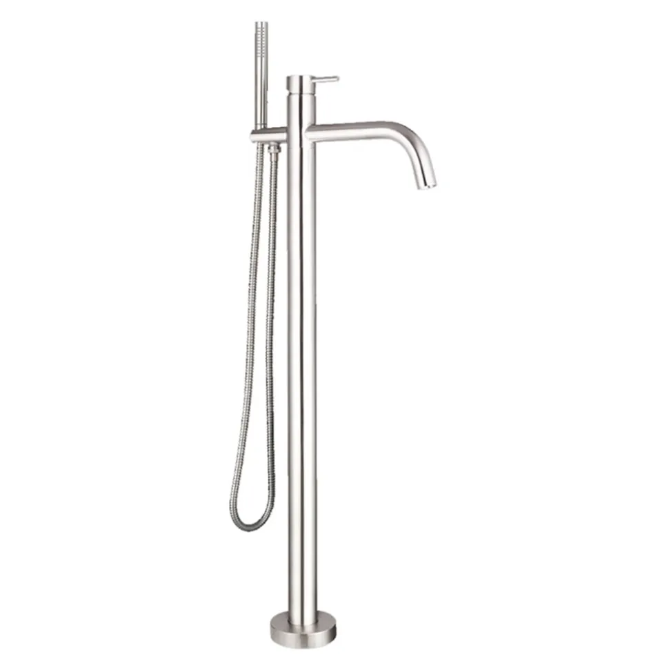 Inox Brushed Stainless Steel Floor Mounted Bath Shower Mixer with Kit