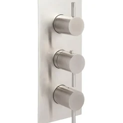 Inox Brushed Stainless Steel 2 Outlet Concealed Thermostatic Shower Valve