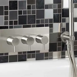 Inox Brushed Stainless Steel 3 Outlet Concealed Thermostatic Shower Valve - Horizontal