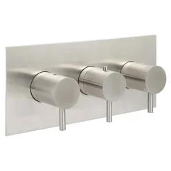 Inox Brushed Stainless Steel 2 Outlet Concealed Thermostatic Shower Valve - Horizontal