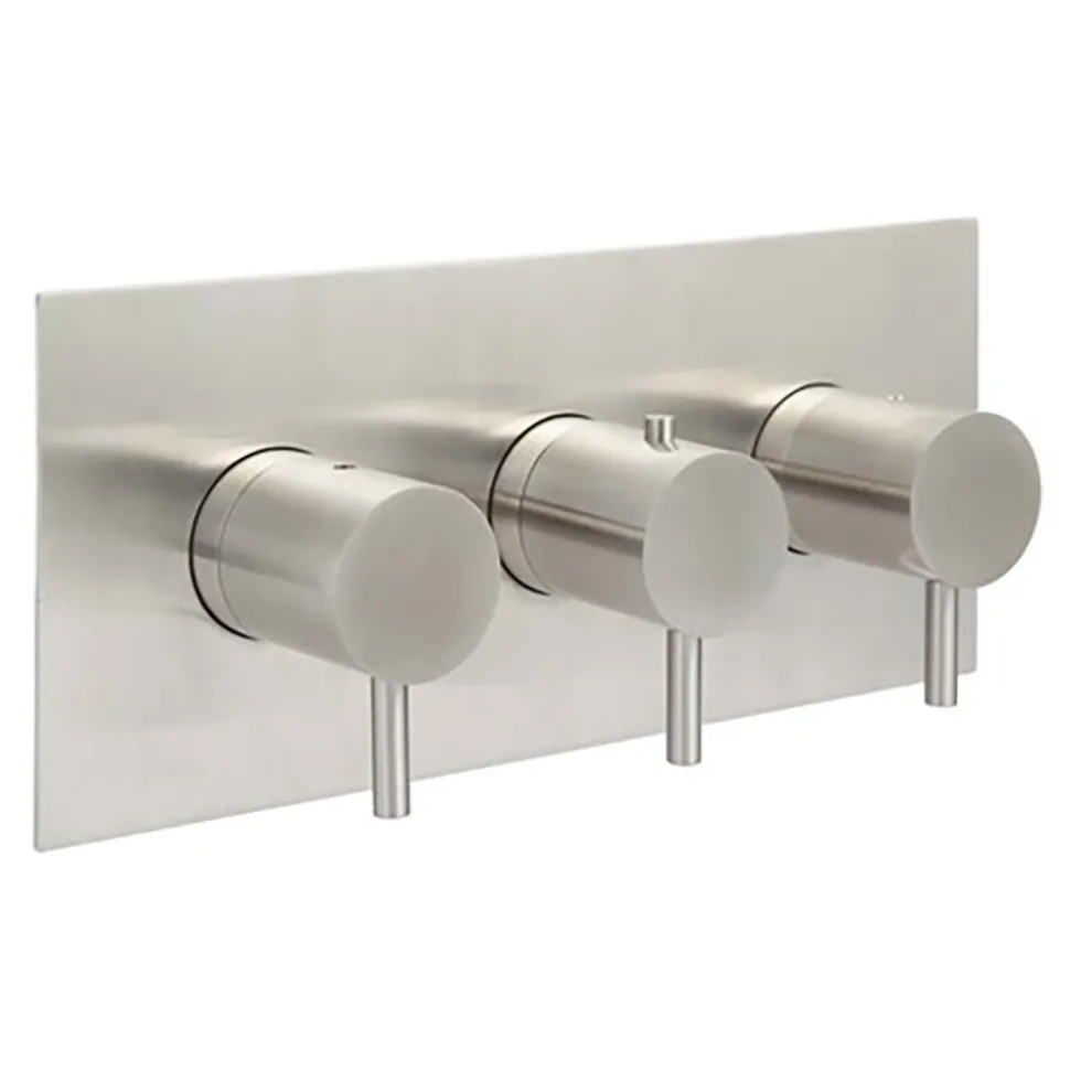 Inox Brushed Stainless Steel 2 Outlet Concealed Thermostatic Shower Valve - Horizontal