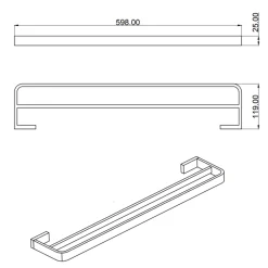 Isla Double Towel Rail 600mm