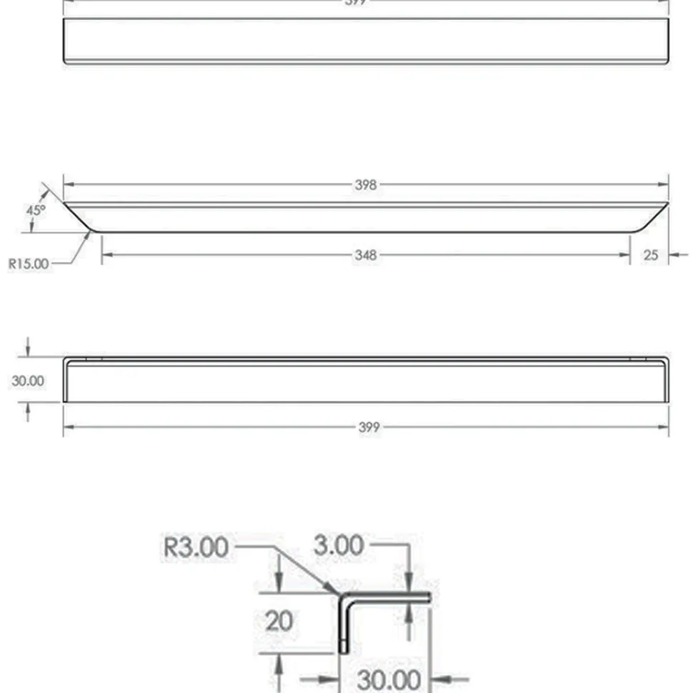 Isla Flat Furniture Handle - 400mm