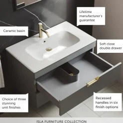 Isla 800mm Wall Hung Vanity Unit & Basin