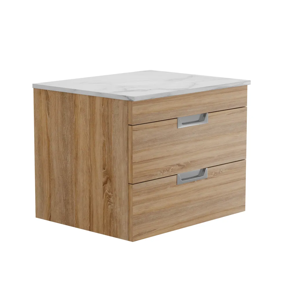 Isla 600mm Wall Hung Vanity Unit & Marble Sintered Stone Countertop