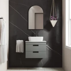 Isla 600mm Wall Hung Vanity Unit & Marble Sintered Stone Countertop