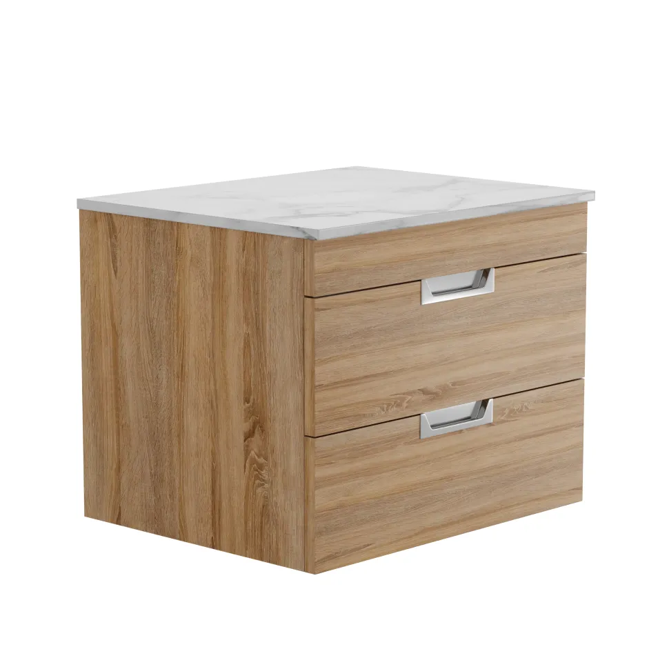 Isla 600mm Wall Hung Vanity Unit & Marble Sintered Stone Countertop