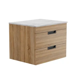 Isla 600mm Wall Hung Vanity Unit & Marble Sintered Stone Countertop