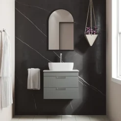 Isla 600mm Wall Hung Vanity Unit & Marble Sintered Stone Countertop