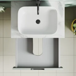 Isla 600mm Wall Hung Vanity Unit & Marble Sintered Stone Countertop