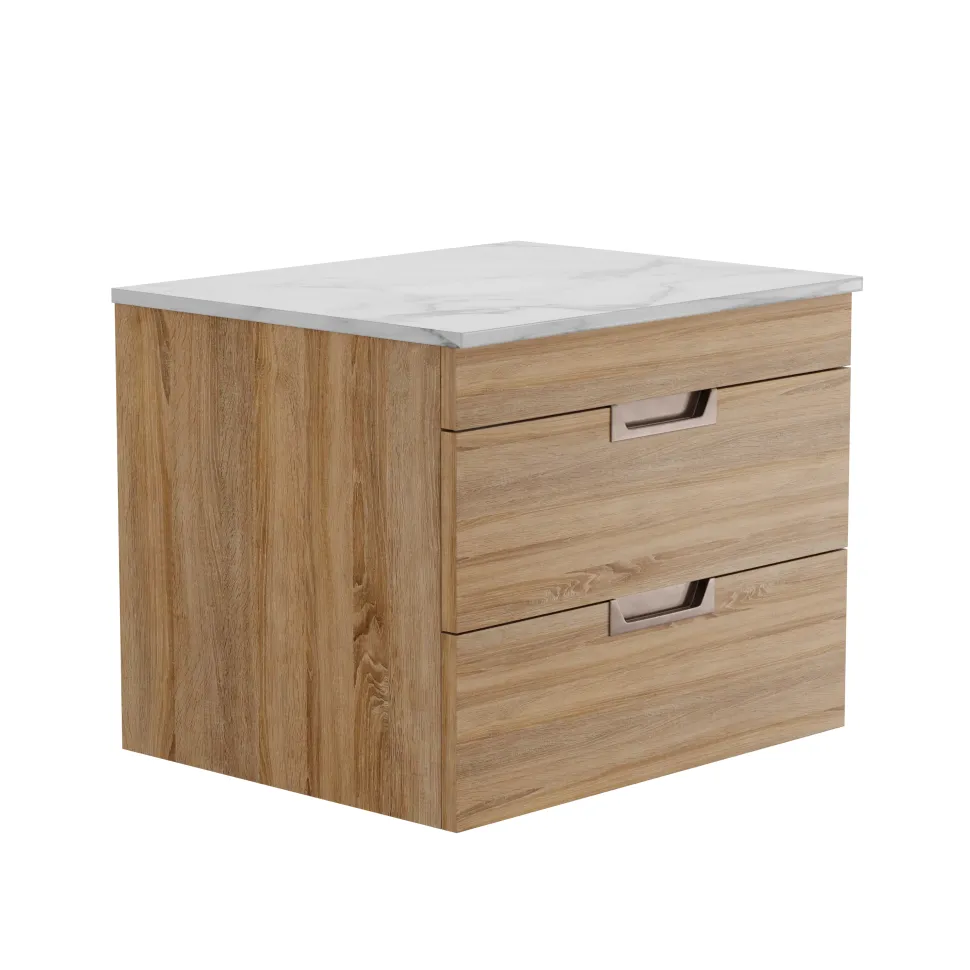 Isla 600mm Wall Hung Vanity Unit & Marble Sintered Stone Countertop