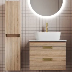 Isla 600mm Wall Hung Vanity Unit & Marble Sintered Stone Countertop