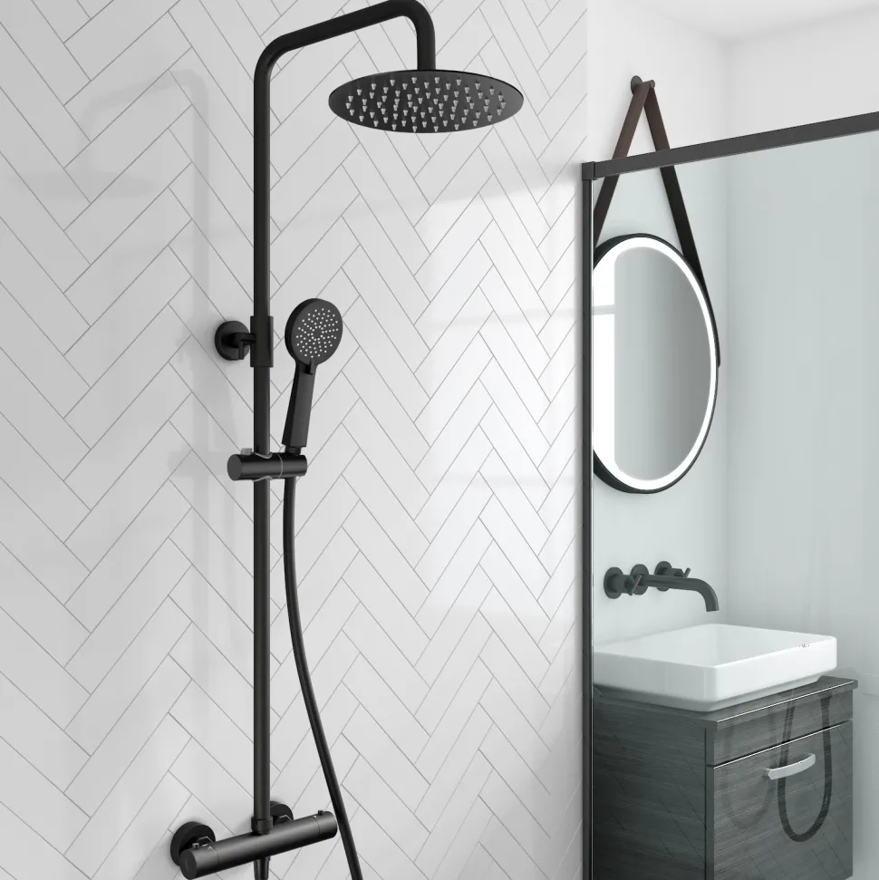 Jack Complete Matt Black Bathroom Suite with Shower Bath & Rimless Toilet