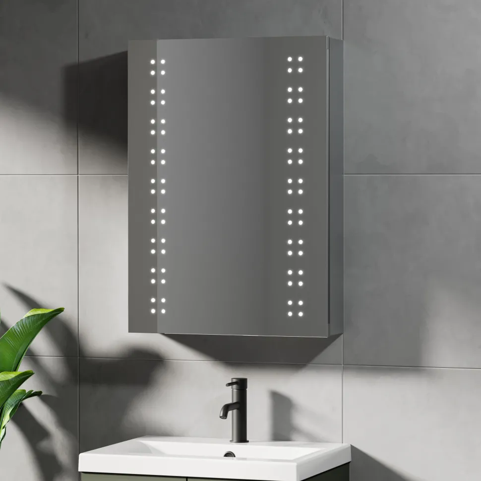 Jack LED Mirrored Cabinet with Demister Pad & Shaver Socket - 500 x 700mm