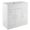 Jack Minimalist 800mm White Gloss Floor Standing Vanity Unit & Basin