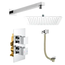 Jake Concealed Shower Valve, Fixed Shower Head & Overflow Bath Filler
