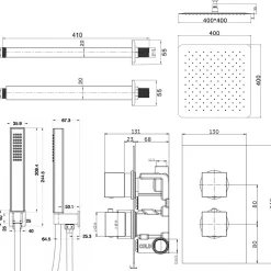 James Concealed Shower Valve, Fixed Head & Shower Handset Kit