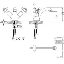 JTP Grosvenor Cross Basin Mixer Tap With Pop-Up Waste