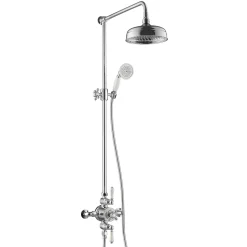 JTP Grosvenor Cross Exposed Dual Outlet Rigid Riser Thermostatic Shower Set