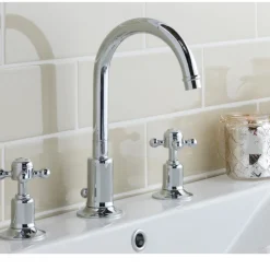 JTP Grosvenor Cross 3 Hole Basin Mixer Tap & Waste