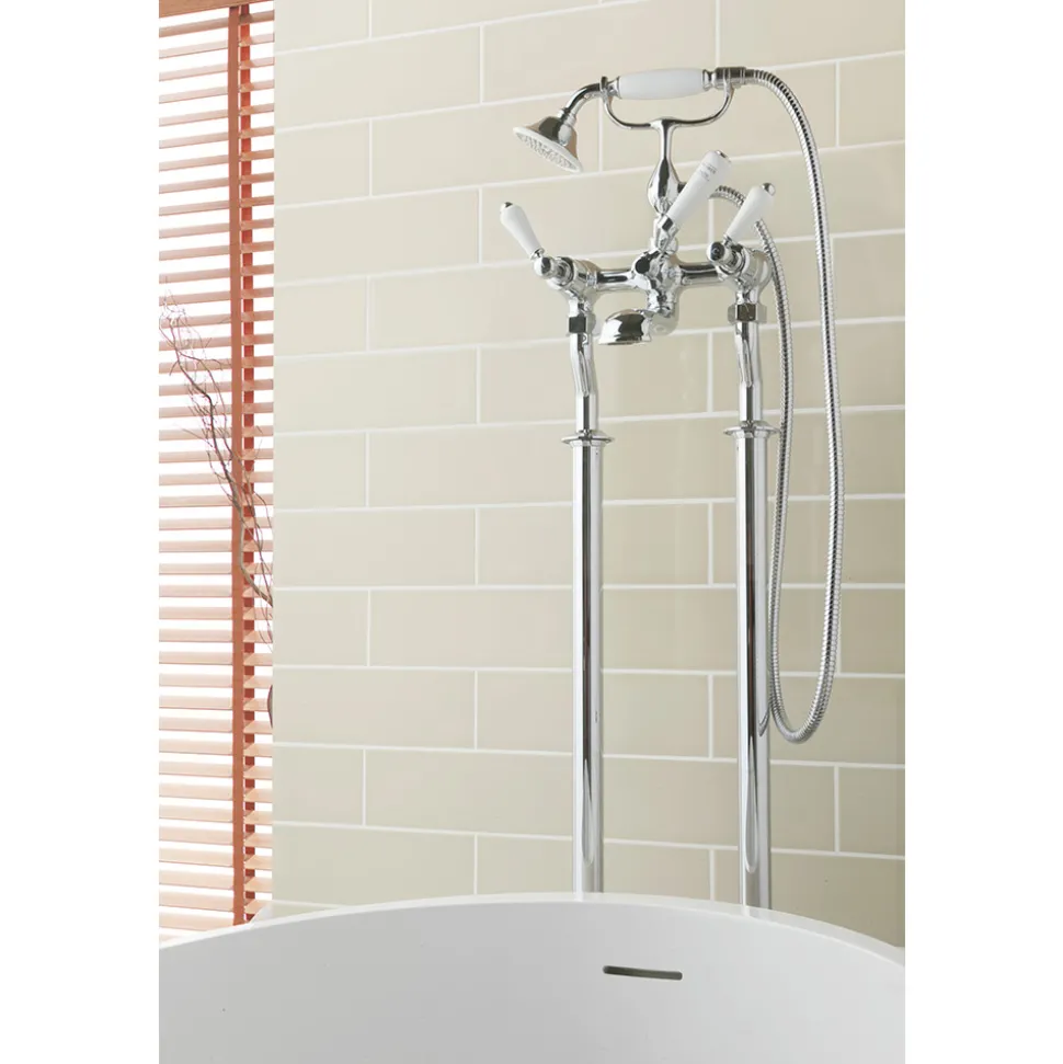 JTP Grosvenor Lever Floor Standing Bath And Shower Mixer Tap With Shower Kit