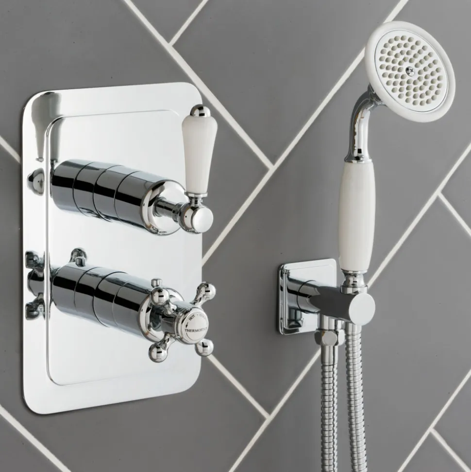 JTP Grosvenor Lever Vertical Concealed 2 Outlet 2 Control Shower Valve