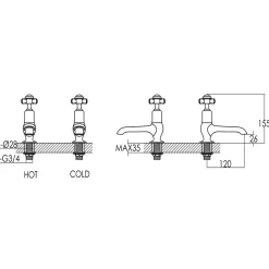 JTP Grosvenor Pinch Basin Pillar Taps
