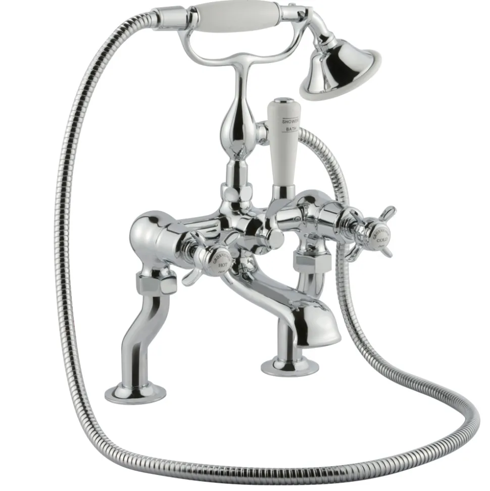 JTP Grosvenor Pinch Floor Standing Bath And Shower Mixer Tap With Shower Kit