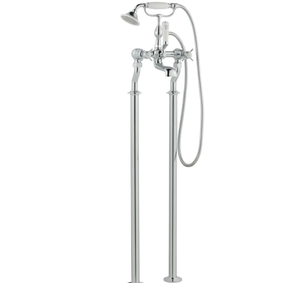 JTP Grosvenor Pinch Floor Standing Bath And Shower Mixer Tap With Shower Kit