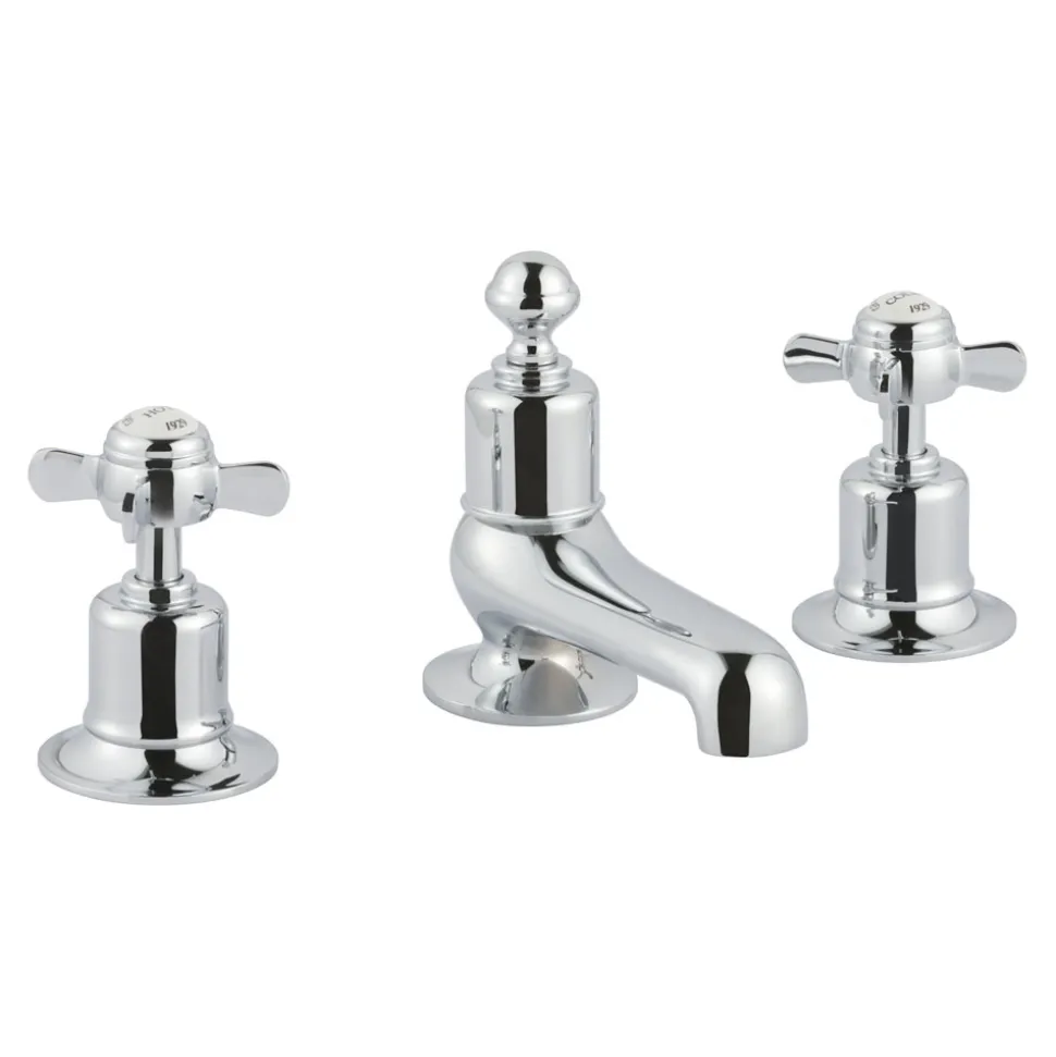 JTP Grosvenor Pinch 3 Hole Deck Mounted Basin Mixer Tap