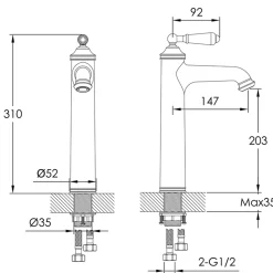 JTP Grosvenor Tall Single Lever Basin Mixer Tap
