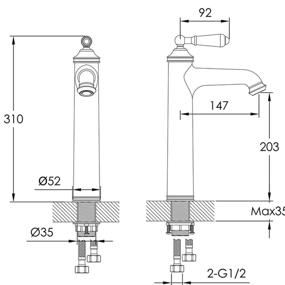 JTP Grosvenor Tall Single Lever Basin Mixer Tap