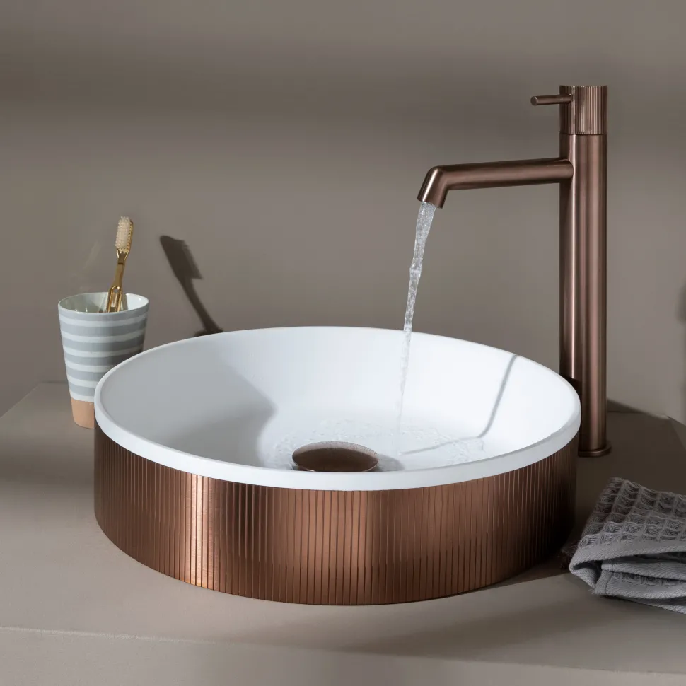 Just Taps VOS 360mm Round Countertop Basin with Click Clack Waste