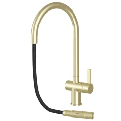 Just Taps VOS Pull Out Spray Single Lever Mono Kitchen Mixer - Brushed Brass