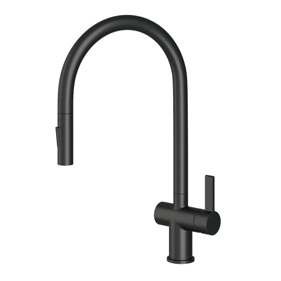 Just Taps VOS Pull Out Spray Single Lever Mono Kitchen Mixer - Matt Black