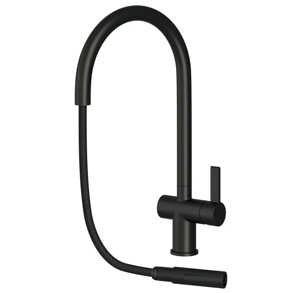 Just Taps VOS Pull Out Spray Single Lever Mono Kitchen Mixer - Matt Black