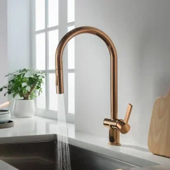 Just Taps VOS Pull Out Spray Single Lever Mono Kitchen Mixer - Rose Gold