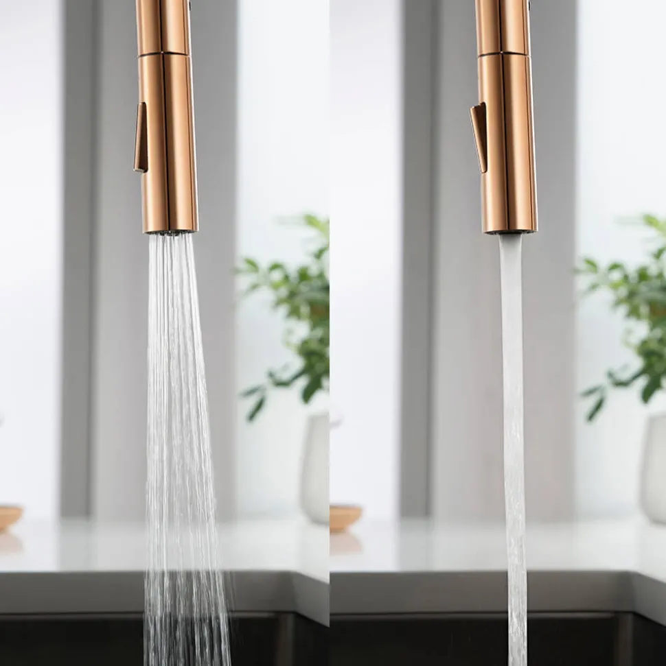 Just Taps VOS Pull Out Spray Single Lever Mono Kitchen Mixer - Rose Gold