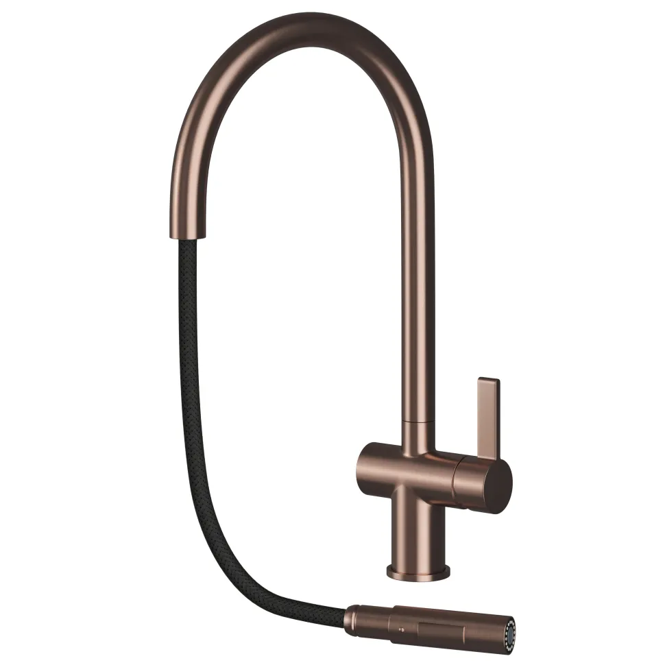 Just Taps VOS Pull Out Spray Single Lever Mono Kitchen Mixer - Brushed Bronze