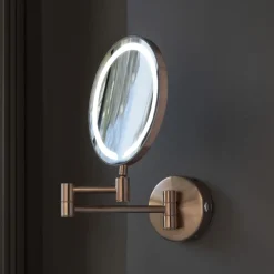 Just Taps Zoom LED Illuminated Round Magnifying Wall Mirror