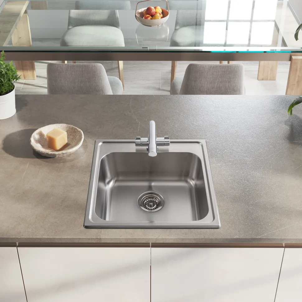 Leisure Albion 1 Bowl Satin Stainless Steel Sink - 500 x 500mm