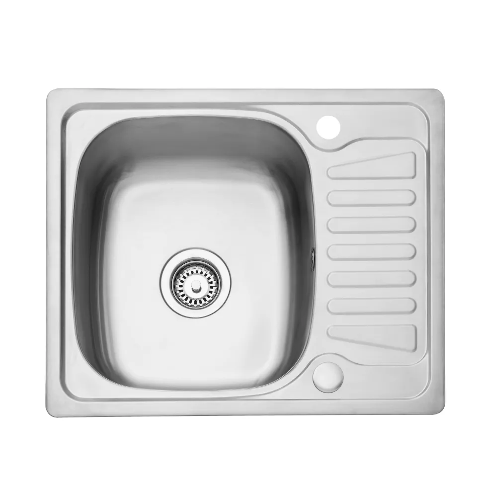 Leisure Compact Square 1 Bowl Satin Stainless Steel Sink with Reversible Drainer 580 x 480mm