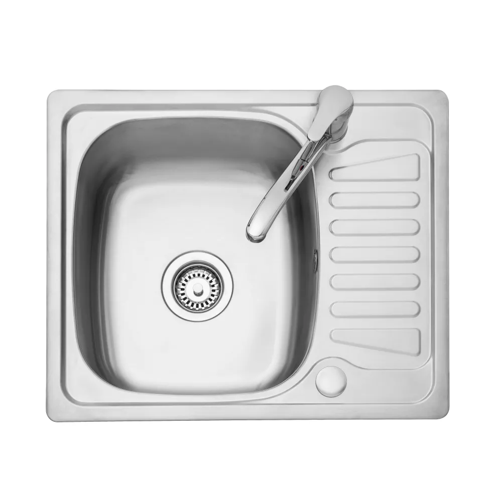 Leisure Compact Square 1 Bowl Satin Stainless Steel Sink with Reversible Drainer 580 x 480mm